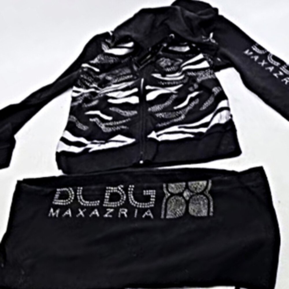 NWT BCBG MaxAzria Black and Silver Track Suit L
